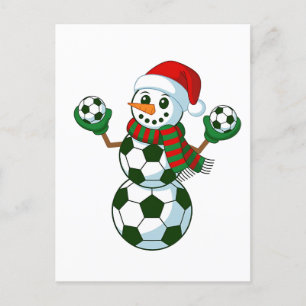 Postal De Invitación Amantes del fútbol de Navidad hombre de nieve