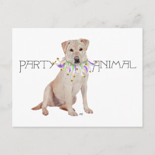 Postal De Invitación Amarillo Labrador Animal de Fiesta