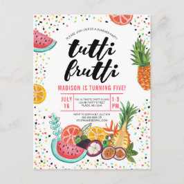 Postal De Invitación Amarillo tropical multicolor Tutti Frutti