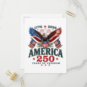 Postal De Invitación Americano 250 Aniversario USA Patriótico 4 de Juli