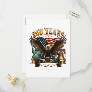 Postal De Invitación Americano 250 Aniversario USA Patriótico 4 de Juli
