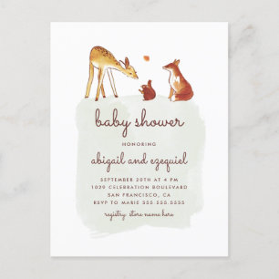 Postal De Invitación Amigos animales Baby Shower del arbolado de la