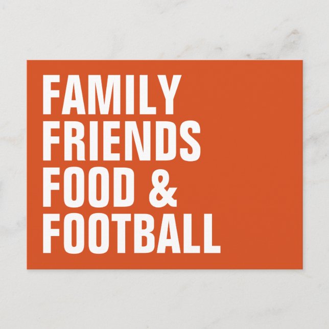 Postal De Invitación Amigos de familia naranja de fútbol de comida Día  (Anverso)