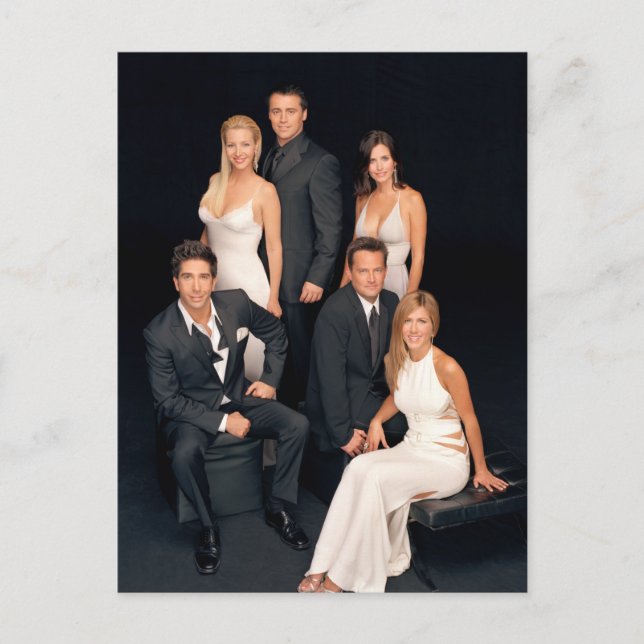 Postal De Invitación AMIGOS™ | Grupo de ropa formal en blanco y negro (Anverso)