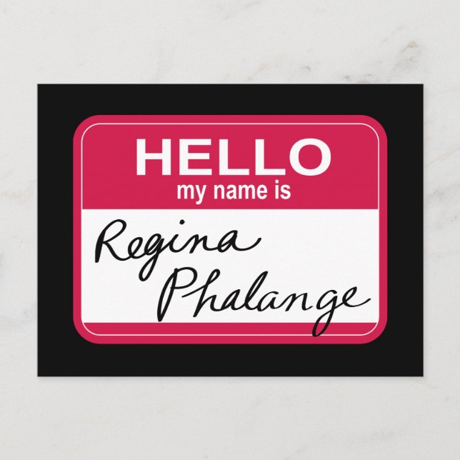 Postal De Invitación AMIGOS™ | Hola Mi nombre es Regina Phalange (Anverso)