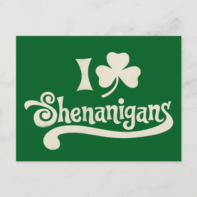 Postal De Invitación Amo a Shenanigans Clover Shamrock St Patrick (Anverso)