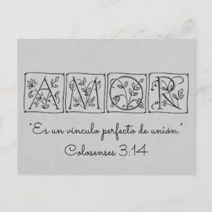 Postal De Invitación Amor Bono Perfecto de Unión~Escritura~Español~RSVP