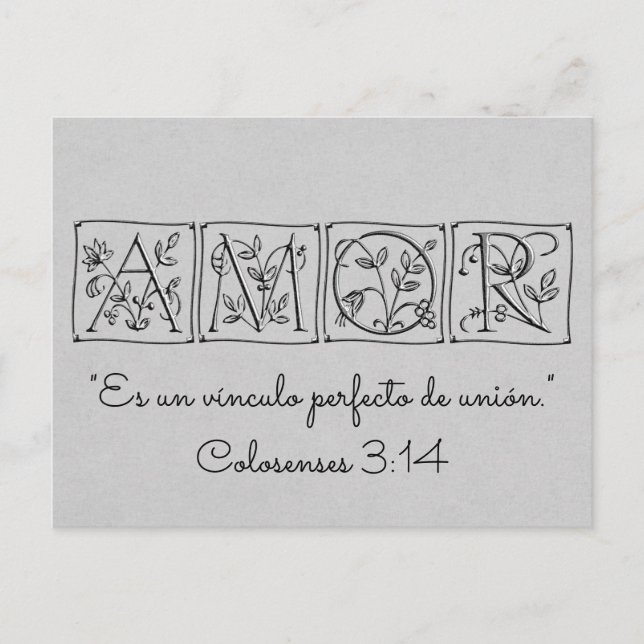 Postal De Invitación Amor Bono Perfecto de Unión~Escritura~Español~RSVP (Anverso)