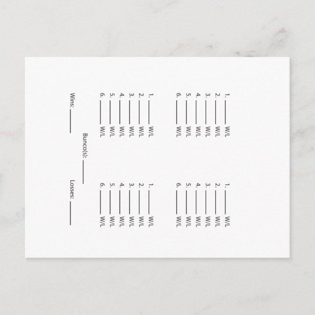 Postal De Invitación Añadir la hoja de Bunco de fondo (Anverso)