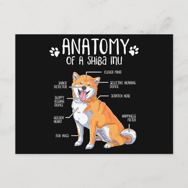 Postal De Invitación anatomía divertida shiba u amante del perro (Anverso)