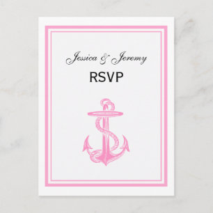 Postal De Invitación Ancla Náutica Marco Rosa 2 RSVP 1