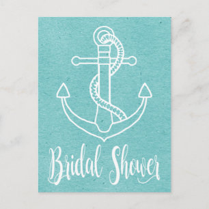 Postal De Invitación Anclaje de barco Nautical Blue Bridal Shower