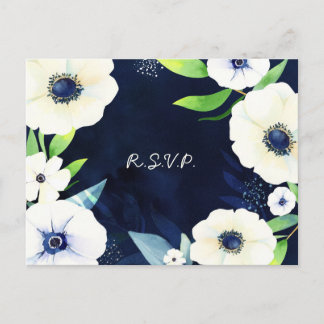 Postal De Invitación Anemone Floral Wreath Wedding RSVP