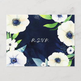 Postal De Invitación Anemone Floral Wreath Wedding RSVP