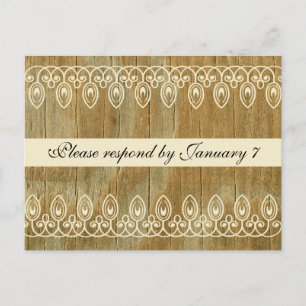 Postal De Invitación Anillos de madera RSVP Postcard, oro tint