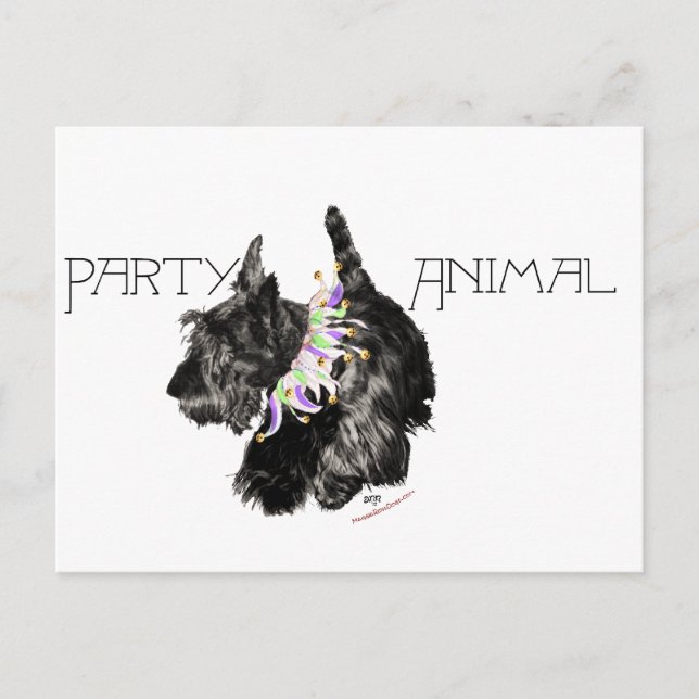 Postal De Invitación Animal de fiesta Terrier Escocés (Anverso)