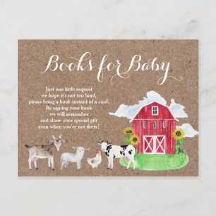 Postal De Invitación ANIMALES DE GRANJA acuarela kraft Libros para Bebé