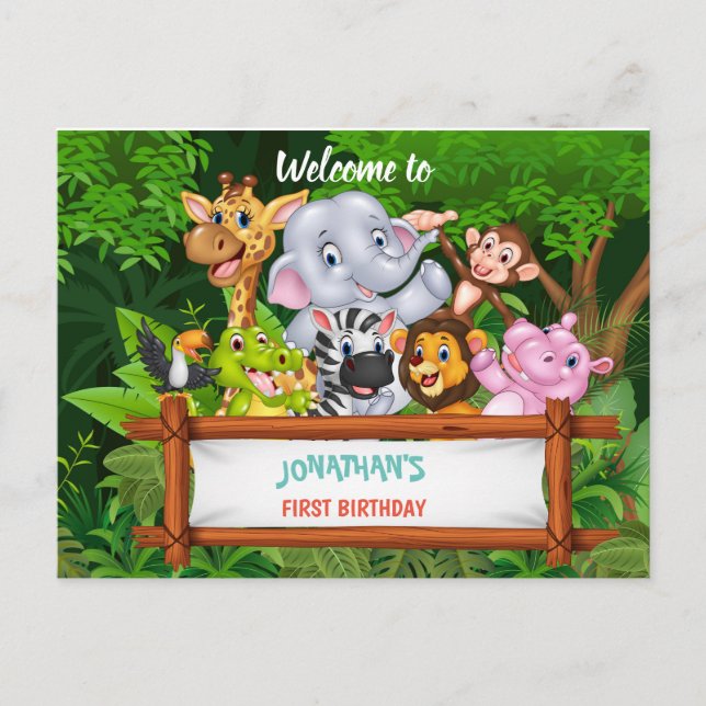 Postal De Invitación animales de safari personalizado (Anverso)