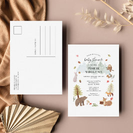 Postal De Invitación Animales del bosque Baby Shower Woodland