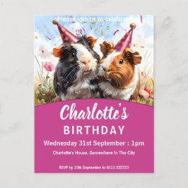 Postal De Invitación Animales fiestas - 2 Fiesta de cumpleaños de cerdo