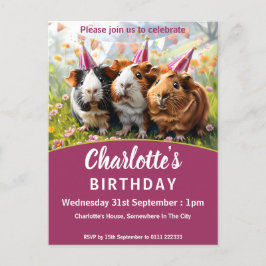Postal De Invitación Animales fiestas - 3 Fiesta de cumpleaños de cerdo