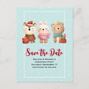 Postal De Invitación Animales navidades en arte festivo salvan la fecha