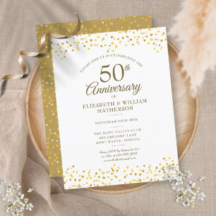 Postal De Invitación Aniversario de bodas de oro número 50 Corazones de