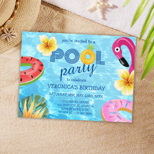 Postal De Invitación Aniversario del agua del Fiesta de la piscina vera