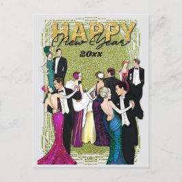 Postal De Invitación Año Nuevo Fiesta Arte Deco Vintage