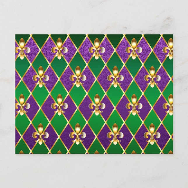 Postal De Invitación Antecedentes de joyas Mardi Gras (Anverso)