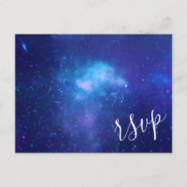Postal De Invitación Aqua Blue Galactic Photo Elegant RSVP