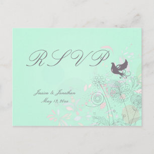 Postal De Invitación Aqua, boda rosa + gris de primavera floral RSVP