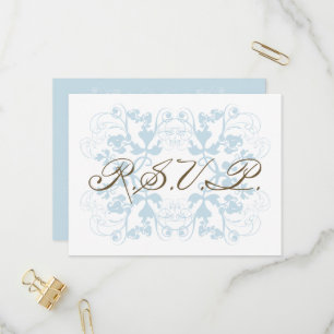 Postal De Invitación Aqua Floral Flourish Elegante Boda de Moda RSVP