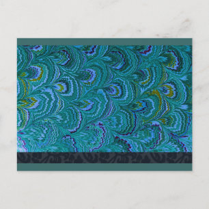Postal De Invitación Aqua Peacock Feathers RSVP