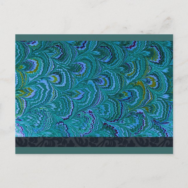 Postal De Invitación Aqua Peacock Feathers RSVP (Anverso)