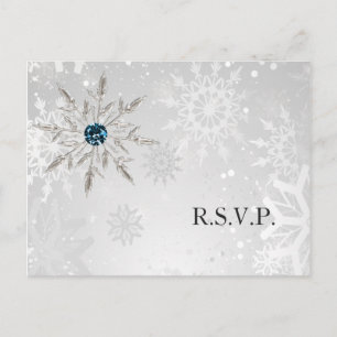Postal De Invitación aqua plata copos de nieve rsvp boda de invierno