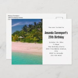 Postal De Invitación Aquamarine Ocean Tropical Beach Scenic Birthday