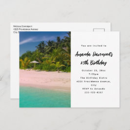 Postal De Invitación Aquamarine Ocean Tropical Beach Scenic Birthday