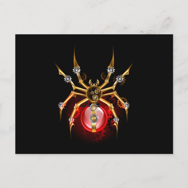 Postal De Invitación Araña de vapor sobre negro (Anverso)
