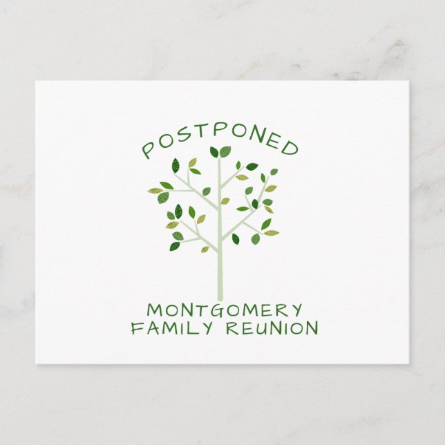 Postal De Invitación Árbol de familia verde simple de Reunión familiar  (Anverso)