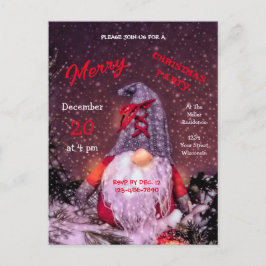Postal De Invitación Árbol de feriado de Gnome lindo Feliz Navidad