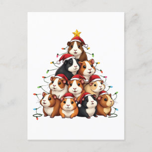 Postal De Invitación Árbol de Navidad de Cerdo de Guinea Feliz Navidad