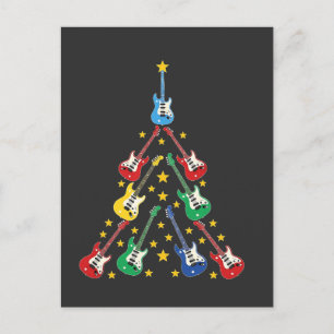 Postal De Invitación Árbol de Navidad de Guitarra Eléctrica Amantes de