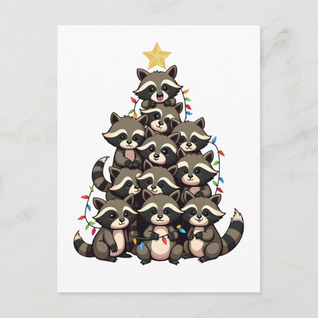 Postal De Invitación Árbol de Navidad pingüino Feliz Navidad (Anverso)