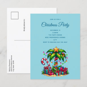 Postal De Invitación Árbol de palmas de Navidades tropicales