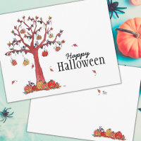 Árbol festivo de fiesta de Halloween con aves