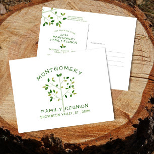 Postal De Invitación Árbol verde Minimalista moderno Reunión familiar