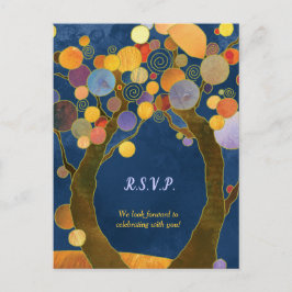 Postal De Invitación Árboles de amor Boda azul real RSVP