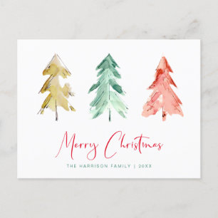 Postal De Invitación Árboles de navidad de acuarela moderada