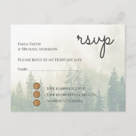 Postal De Invitación Árboles de pino forestal Boda RSVP Retorno Postaca